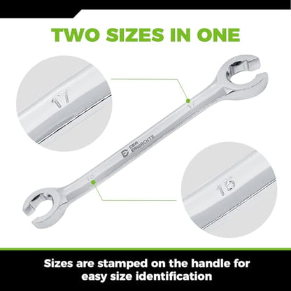 Der Erwachte 4-Piece Flare Nut Wrench Set, Offset End Spanner, Metric | 8 9 10 12 13 14 15 17mm, CR-V Steel Storage Pouch Repair and Remove Nuts on Fuel Tube Hose Transmission Line - size: 4PC Metric