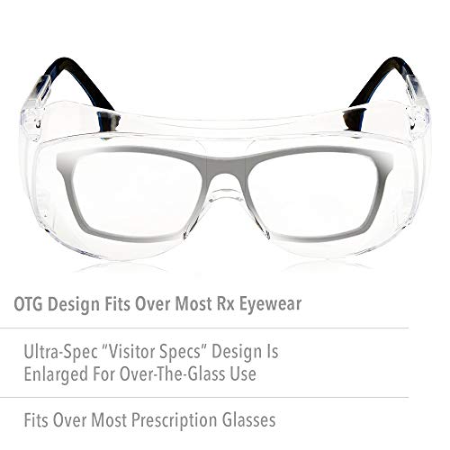 Honeywell Uvex Ultra-Spec 2001 OTG (Over-the Glass) Visitor Specs Safety Glasses with Clear Ultra-Dura Anti-Scratch Lens (S0112)