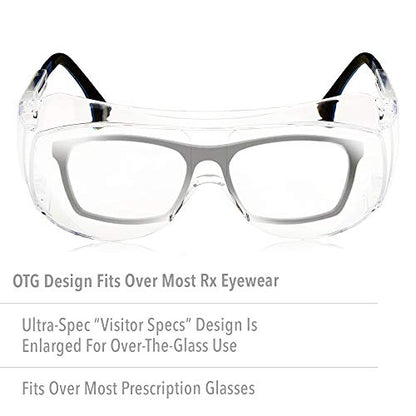 Honeywell Uvex Ultra-Spec 2001 OTG (Over-the Glass) Visitor Specs Safety Glasses with Clear Ultra-Dura Anti-Scratch Lens (S0112)