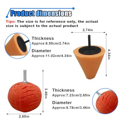 6PCS Car Buffing Polishing Pads for Drill Attachment- Auto Cone Metal Polish Foam Sponge Buffing Polishing Balls for Wheel Hub Cleaning- Car Buffer Polisher Kit for Auto Wheel Care & Detail Cleaning
