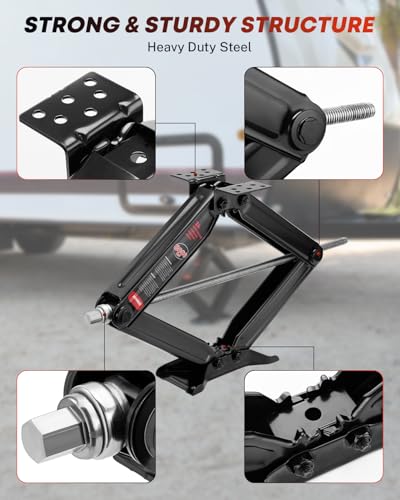 Kohree 8000 lbs RV Stabilizer Jacks 24", Leveling Scissor Jacks for Travel Trailer, Set of 4, Heavy Duty Camper Stabilizer Jacks Kit with Anti-Slip Handle and Drill Socket, Easy to Install - size: 4P-8000-24inch