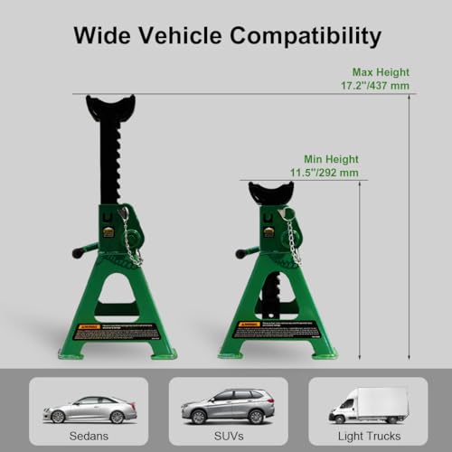 Jack Stands 3 ton, Car Jack Stand with Double Security Locking Pins 6000 lbs Capacity, 2 Pack