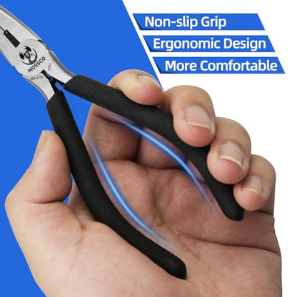 Needle Nose Pliers, 6.5" Long Nose Pliers with Cutter, Precision Serrated Twill Design Jaw Small Needle Nose Pliers for Jewelry Making, Bending Wire, Crafts, Electronic Repair - size: 6.5''-1 pack