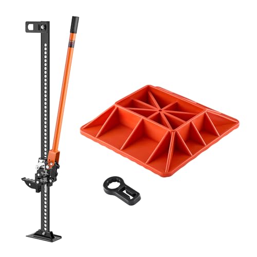 VEVOR Farm Jack with Base, 48" Utility High Lift Farm Jack, 3.18 Ton (7,000 lbs) Capacity Ratcheting Off Road Utility Jacks, Heavy-Duty Lift Jacks with 5.12"-42.5" Lifting Range for Tractor, Truck,SUV - size: 48 inch with Base
