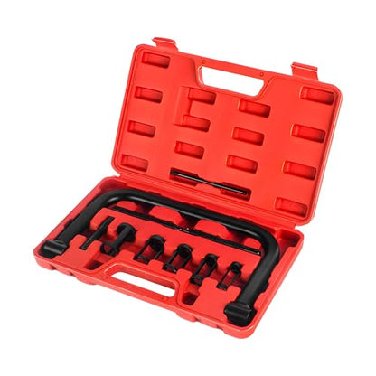 Valve Spring Compressor C Clamp Service Kit, Valve Spring Clamp with Collet Pusher Adapters Extension Rods, Auto Compression C-Clamp Kit for Motorcycle ATV Car Small Engines