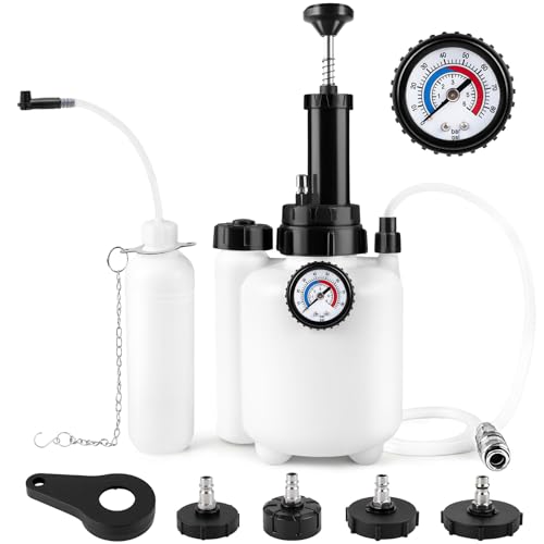 KACOLA 3L Pressure Brake Bleeder Kit, Manual Brake Power Bleeder with 1L Catch Bottle and 4 Master Cylinder Adapters, One-Person Operation for Brake and Clutch Fluid Exchange on Most Cars Trucks