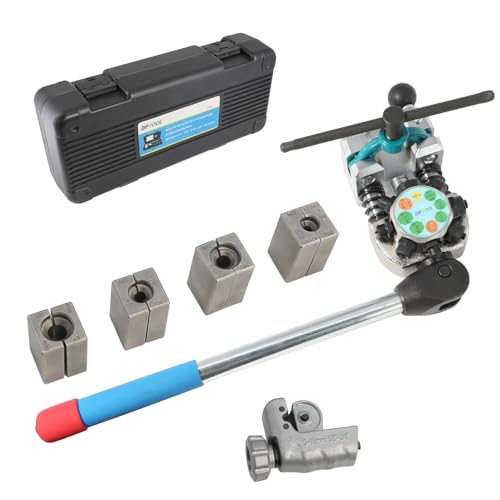 DPTOOL Brake Line Flaring Tool Kit, 45 Degree Single, Double and Bubble Flares, Brake Line and Tubing Flaring Tool for 3/16", 1/4", 5/16", 3/8" and 4.75mm Tubing, Brake Flare Tool for Steel Metal Tube - size: 45 Degree