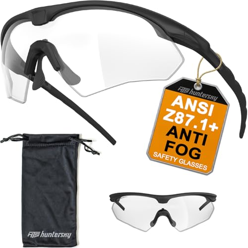 HTS HUNTERSKY S53 Anti Fog Tactical Shooting Range Safety Glasses ANSI Z87.1 Ballistic Eye Protection Hunting Airsoft Riding - color: S53 Black / Clear