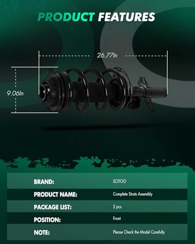 SCITOO - Front Complete Strut & Coil Spring Assembly Fits 2014-2018 for Jeep for Cherokee AWD with 73126 73125 - Set of 2 | Struts Shocks Complete Struts Spring Assembly Replace 73126 73125