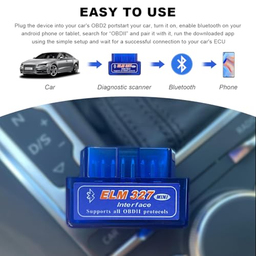 ELM327 OBDII Car Auto Diagnostic Scanner, Professional Wireless Bluetooth Scan Tool Failure Detector, OBD2 Engine Fault Code Reader for Android Windows, Car Accessories - color: 1 PCS