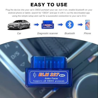 ELM327 OBDII Car Auto Diagnostic Scanner, Professional Wireless Bluetooth Scan Tool Failure Detector, OBD2 Engine Fault Code Reader for Android Windows, Car Accessories - color: 1 PCS