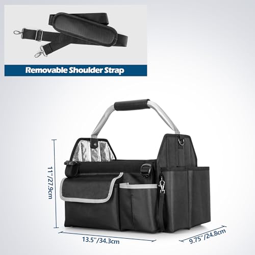 HODRANT Wearable Detailing Caddy with Handle & Shoulder Strap | Collapsible Car Care Bag, Detail Carry Organizer with Multi Pockets for Auto Cleaning Supplies & Vehicle Wash Tools, Bag Only