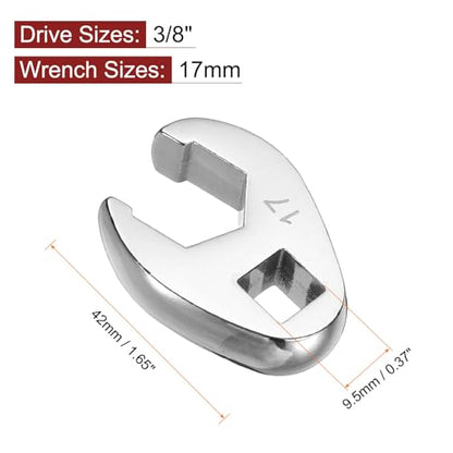 HARFINGTON Drive Crowfoot Wrench 3/8" Drive 17mm Metric Fractional Crowfoot Flare Nut Wrench 40Cr Chrome Plated Open End Crowfoot Wrench for Mechanics Automotive Repair Work - size: 17mm