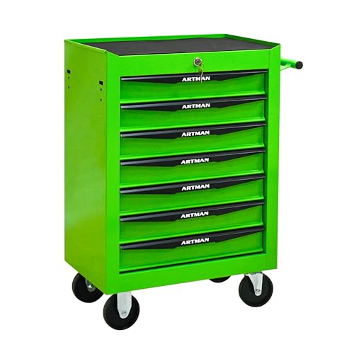 7 Drawer Rolling Tool Chest on Wheels,Multifunctional Mobile Metal Tool Cart,Drawers Rolling Trolley Organizer Tool Storage Box for Repair Shop,Warehouse,Garage,Workshop(7 Drawers-30.5"H-Green) - color: Green, size: 7 Drawers 20.9"Wx13"Dx30.5"H