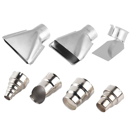 7 Piece Heat Gun Nozzle Kit 3540mm Stainless Steel Tips for 1500W 2000W Soldering Station Repair Shrink Wrap Electronics DIY Tool Accessory Set