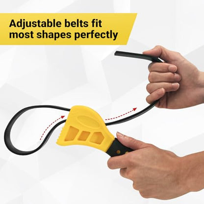 KONON Strap Wrench Set Adjustable Rubber Belt Wrench for Oil Filter Wrench Set, Jar Opener, Shower Head, Water Filter, 4" (Small) & 6"(Large), 2-pack