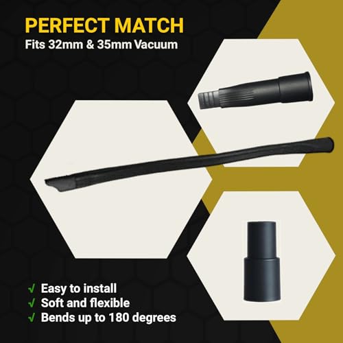 Flexible Crevice Tool & 35mm to 32mm Hose Adapter for 1 3/8'' Vacuum 24.4inch Long