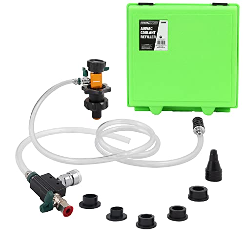 OEMTOOLS Coolant Vacuum Refill Kit, Coolant Pressure Tester Kit, 5 Adapter | 70-110 psi Recommended Working Pressure, Performs Vacuum Leak Tests on the Cooling System, Helps Prevent Come-Backs - size: 5 Adapters, style: AirEvac Cooling System Refiller Kit