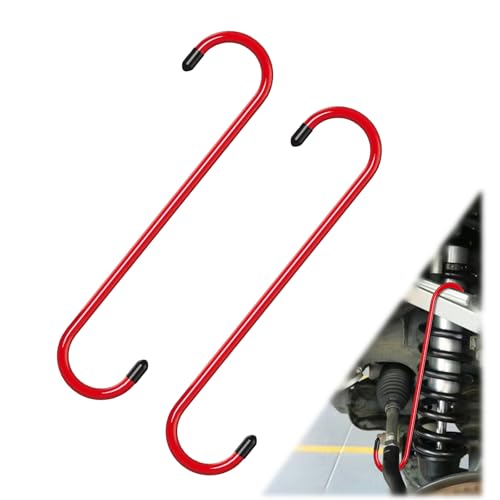 BFXM 2PCS Brake Caliper Hanger Caliper Hangers Hooks with Rubber Tips | Durable Steel, Rust-Proof Automotive Tools for Braking, Axle, Suspension, Herramientas para Extensión de Frenos - color: Red-2PCS