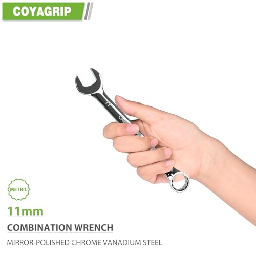 11mm Wrench, Industrial Grade Spanner, Combination Wrenches Metric with 12-Point Box End, 15-Degree Offset, 11mm Wrenches Chrome Vanadium Steel Mirror Polished - size: 11mm