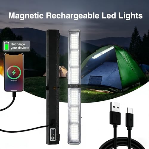 Solar Magnetic Work Light Bar 3000LM 4000mAh, Rechargeable LED Underhood Mechanic Light for Car Repair & Camping, Strong Magnet Base, Tripod Mount, Hook, Type-C - style: L0