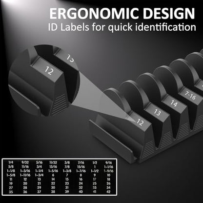 DEHOYI 80 pcs Modular Wrench Organizers for Tool Drawers - Wrench Rack with Metric & SAE Labels, Perfect Tool Storage Holder. Gift for father, brother and boyfriend (No Magnet, Black) - style: No-Magnet(80 pcs Black)