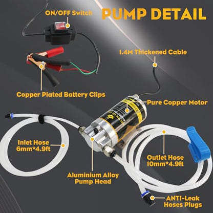 Electric Oil Change Pump 12V 100W | Oil Extractor Pump, 1-4L/Min, Portable, Oil Transfer Pump - color: Engine Oil Pumps-01-NEW