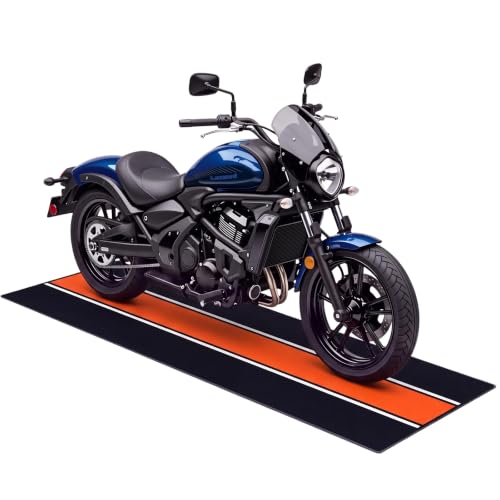 Drydiet Motorcycle Mat Garage Floor Rug Washable Parking Mats for Garage Floors Non Slip Oil Absorbent Pad Rubber Backing Layer Protects Floor(Orange,98 x 40 Inch) - color: Orange, size: 98 X 40 Inch