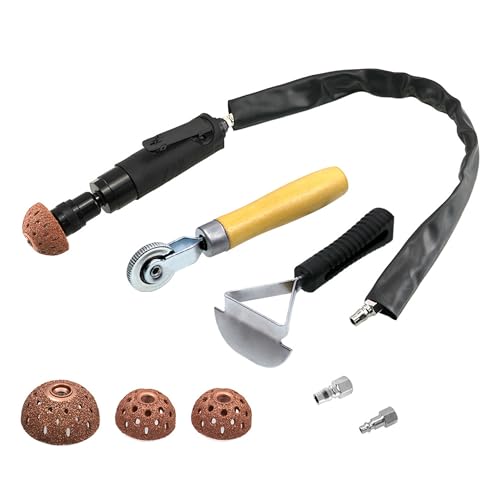 Air Tire Repair Polish Patch Kits-2500 RPM Low Speed Air Tire Buffer | Includes Tire Grinder Inner Liner Scraper, Tire Patch Roller and 3 Pcs Tungsten Steel Buffing Wheels 40mm 55mm