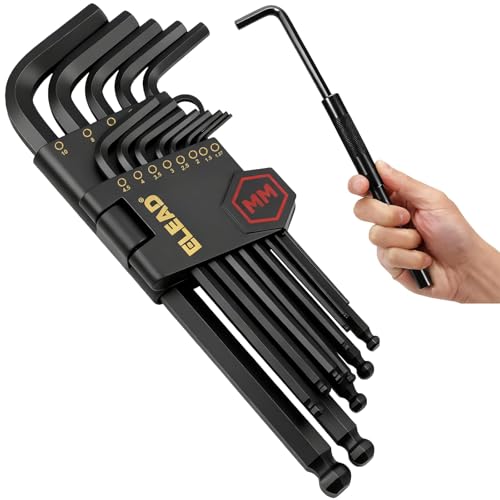 ELEAD 15-Piece Metric Hex Key Allen Wrench Set with Extension Bar, 1.27-10 MM, Long Arm Ball End Design, Heat-Treated S2 Steel - style: 15PCS Metric