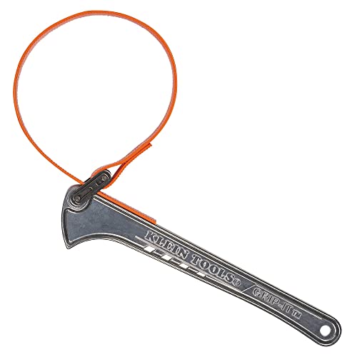 KLEIN TOOLS S12HB Strap Wrench, Adjustable Grip-It Strap Wrench Adjusts 1-1/2 to 5-Inch, 12-Inch Handle - size: 12-Inch Handle