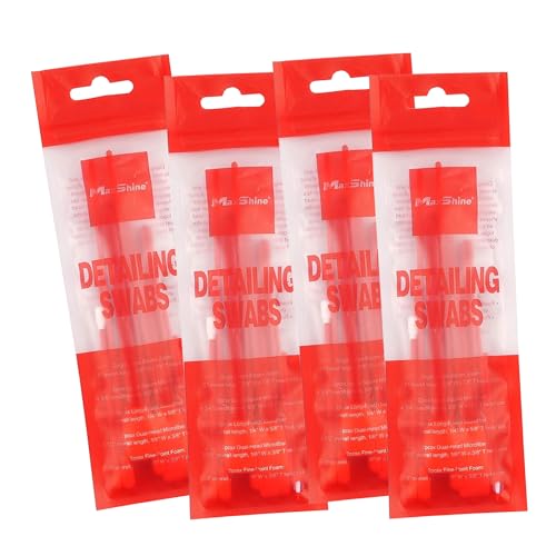 Maxshine Universal 4-Pack Detailing Swabs – Precision Cleaning Tools for Tight Spaces, Vents, Emblems & Hard-to-Reach Areas – Reusable Foam Tips for Car Detailing & Electronics - style: Pack of 4