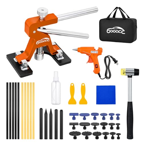 GOOACC 35 PCS Car Dent Puller Paintless Dent Repair Kit Adjustable Lifter Glue Gun Rubber Hammer Tap-Down Pen 18 Puller tabs Removal Tool for Car Refrigerator Dents Hail Damage Door Body Ding - color: 35PCS Dent Puller Kit