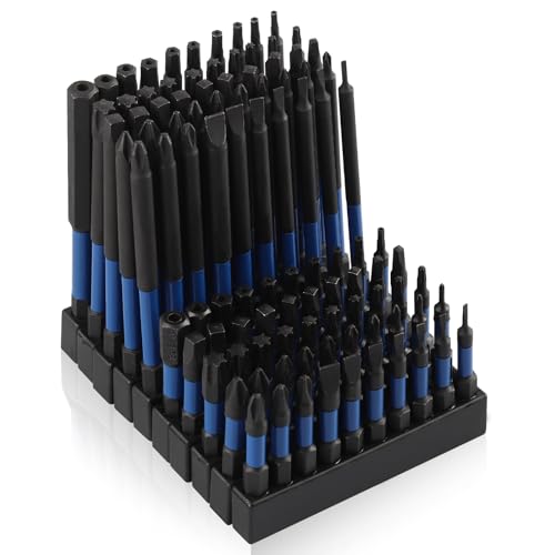 Rocaris 100 Pcs Screwdriver Bit Set, 14 Slotted, 26 Phillips, 20 Square, 20 Torx, 20 Allen Wrench, 2" & 4" Long - style: 100 Pcs