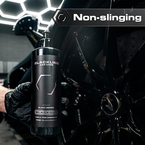 Blackline Car Care - Blackout Trim & Tire Dressing - Best Tire Shine No Sling Formula - Water Based Protection for Car Tires & Trim - Safe for Cars, Trucks, SUVs & More - 16 fl oz - size: 16 fl oz