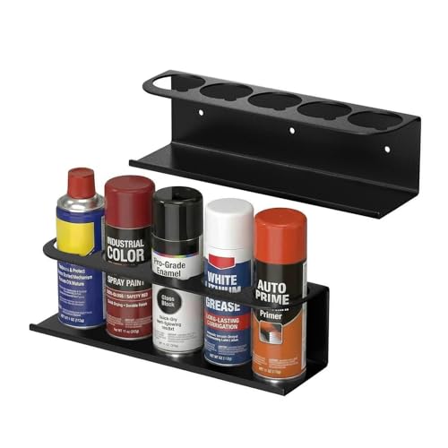 Touri 2 Pack Spray Can Holder for Garage and Workspace, Wall-Mounted Steel Aerosol Can Holder (10 Cans)