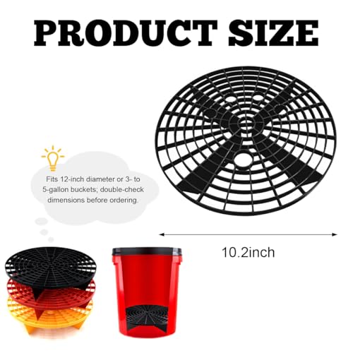 Yourkar 2 PCS Car Wash Bucket Inserts, Plastic Vehicle Wash Bucket Insert Detail Grit Trap, Auto Wash Dirt Collectors Fits 12 Inch Diameter Bucket, Universal Car Accessories (Black, 1PCS) - color: Black, 1pcs