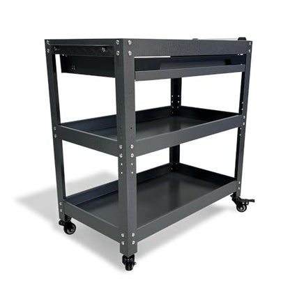 JZD 3 Tier Tool Cart on Wheels with Drawer & Screwdriver Holder, Metal Mechanic Rolling Cart for Garage Auto Repair Shop Factory Kitchen - size: 02