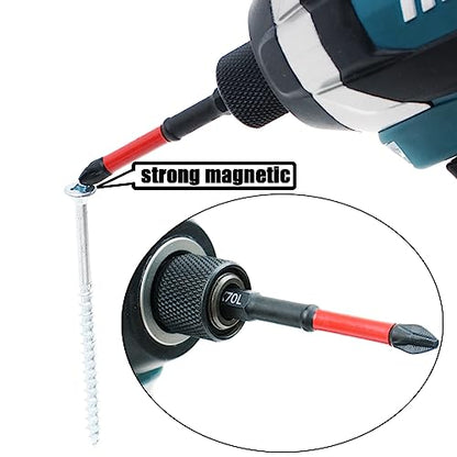 10 Pack Phillips PH2 Magnetic Anti Slip Screwdriver Bit Set 2-3/4" L TS2 Anti-Slip Long Drill Bits Impact Driver Bits - size: Length:70mm