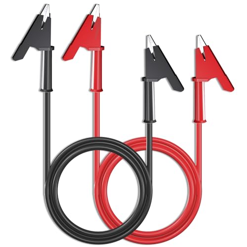 Dual-Ended Alligator Clip Electrical Test Leads 1000V 15A 3.5ft Jumper Wire | 1M Flexible Protective Copper Cable Crocodile Clip, Testing Wires with Insulators Gator Clips for Testing 2PCS