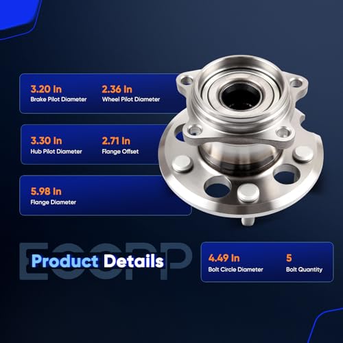 ECCPP 512338 Wheel Bearing Hub Assembly for Toyota for RAV4 2001-2005 | 5 lugs Pre-Greased Sealed - size: 512338