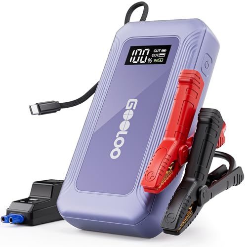 GOOLOO G7 3000A 12V Lithium Jump Starter Booster Pack with Built-in Cable | Supersafe Lithium Jump Box - Portable Power Pack 45W Fast Charging - 10 Safety Protection - For 8.5L Gas & 6L Diesel Engines - color: purple