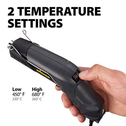 Wagner Spraytech 0503038 HT400 Heat Gun, Dual Temperature Hot Air Tool 680 and 450 Degrees, Shrink Tubing, Embossing, Craft Projects, Sticker Removal Heat Gun - size: HT400