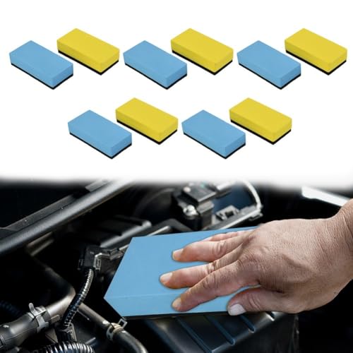 10-Pack Car Waxing Sponge Pads for Nano Ceramic Coating, Ultra-Thin Polishing Foam Applicators for Auto Detailing, 3.15x1.57 Inch