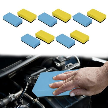 10-Pack Car Waxing Sponge Pads for Nano Ceramic Coating, Ultra-Thin Polishing Foam Applicators for Auto Detailing, 3.15x1.57 Inch
