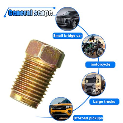 10PCS Car Brake Line Fittings, M10 x 1.0 Thread Stainless Steel Brake Line Nut, Metric Invert Flare Fittings for 3/16" Brake Line Tube