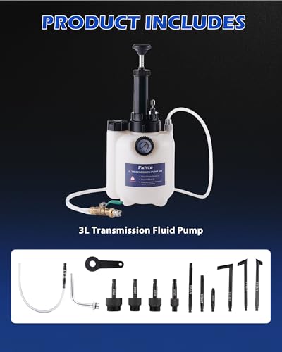 3L Transmission Fluid Transfer Pump w/ 12 ATF Adapters | Automotive Fluid Pressure Pump for Refilling Transmission, Differential and Gear Oil, Manual Car Oil Dispenser Pump - size: 3L, Manual