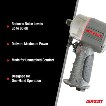 AIRCAT Pneumatic Tools 1076-XL 3/8-Inch NITROCAT Composite Compact Impact Wrench : Low Weight Power Impact Wrench : Tool for Automotive Improvement & Maintenance - size: 3/8-Inch