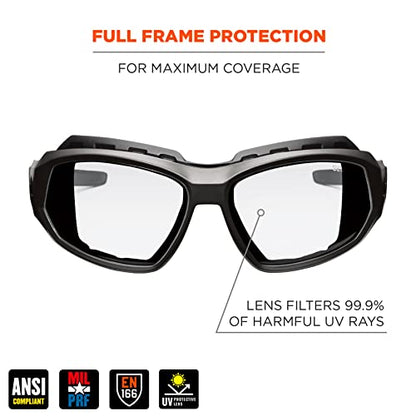 Ergodyne Skullerz Loki Convertible Anti Fog/Scratch Safety Spoggles Glasses-Includes Gasket and Strap to Convert to Goggle - color: Clear Lens