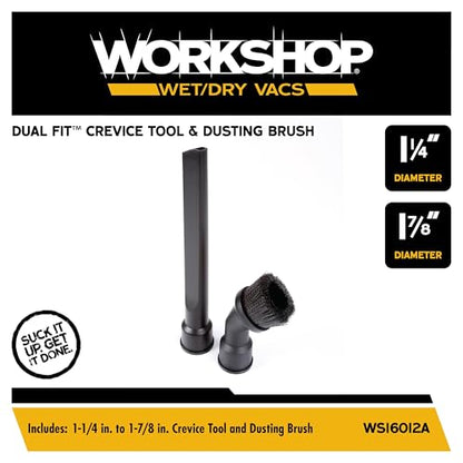 WORKSHOP Wet/Dry Vacs WS16012A DUAL-FIT Crevice Tool and Dusting Brush Kit